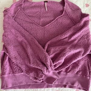 Free People Purple V-Neck Sweater